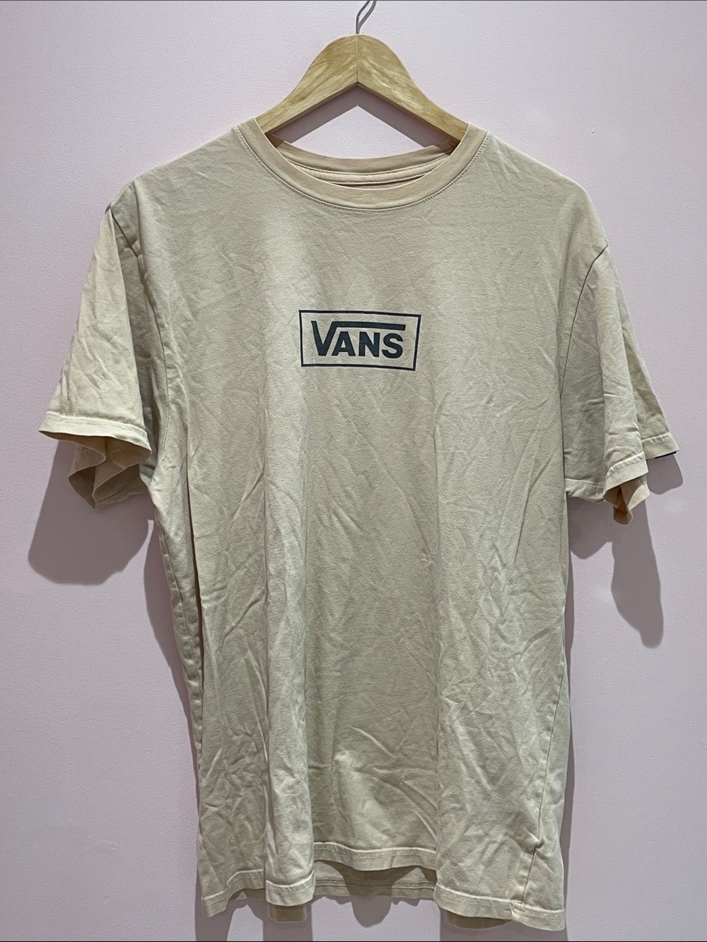 Vans Men's Cream T-Shirt with Black Logo